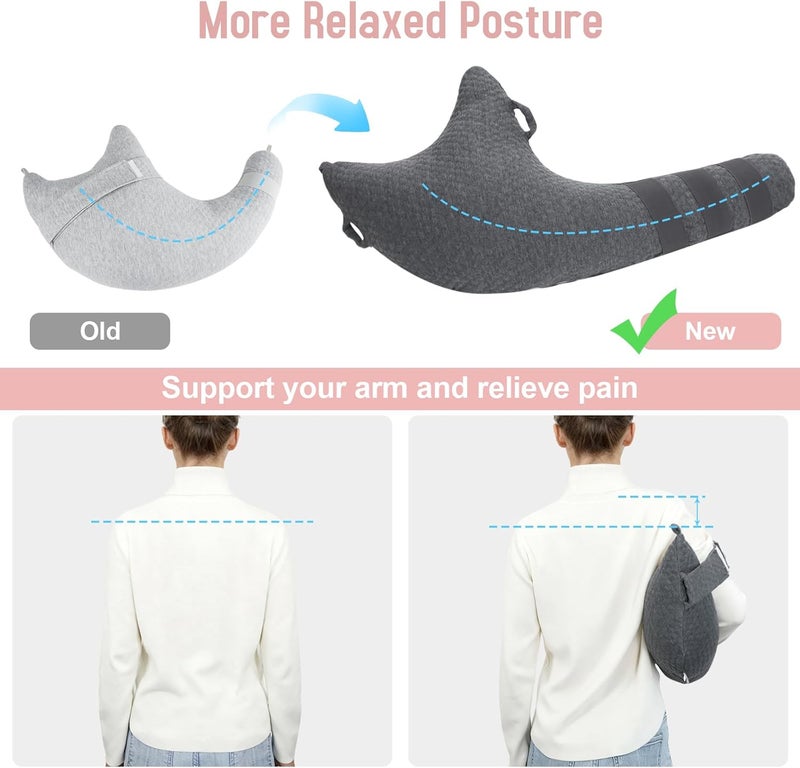 RoamReady Rotator Cuff Pillow, Removable Shoulder Support Pillow for Frozen Shoulder Relief, Post Arm Surgery Recovery Supplies, Broken Arm Cushion for Pain Relief and Side Sleeping, Dark Gray - Image 3